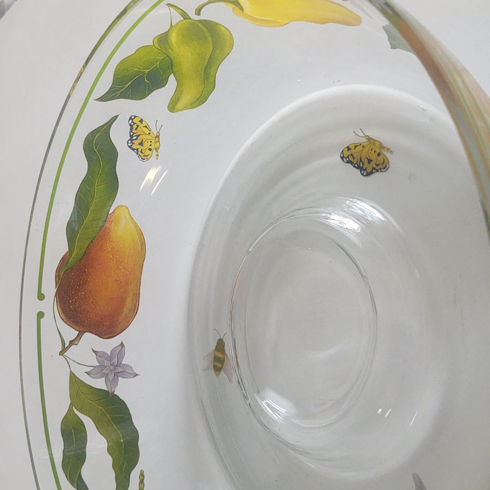 Lynn Chase 11" Hand-Painted Butterfly Fruit Clear Serving Bowl | Vintage - Picture 8 of 14
